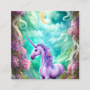 Vackert Whimsical Unicorn Horse Fyrkantigt Visitkort