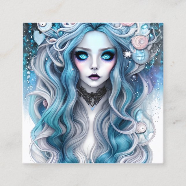 Vackert Winter Witch Graphic BeSnyc Steampunk Fyrkantigt Visitkort (Framsida)