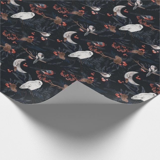 Vackert Winter Woodland Mönster Wrapping Papper Presentpapper (Hörn)