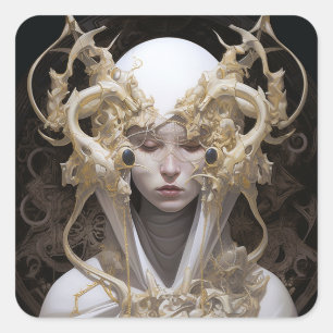 Vackert Witch Demon Queen Fantasy Art Fyrkantigt Klistermärke