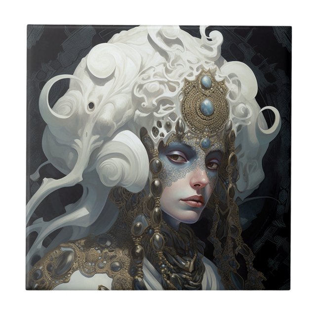 Vackert Witch Demon Queen Fantasy Art Kakelplatta (Framsidan)