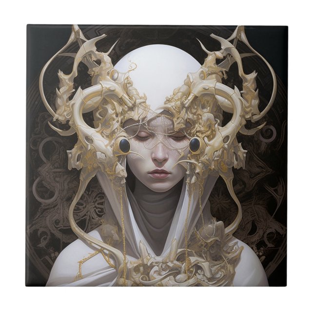 Vackert Witch Demon Queen Fantasy Art Kakelplatta (Framsidan)