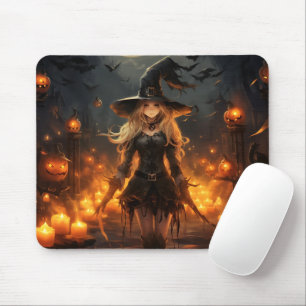 Vackert Witch Halloween Nattpumpkins Musmatta