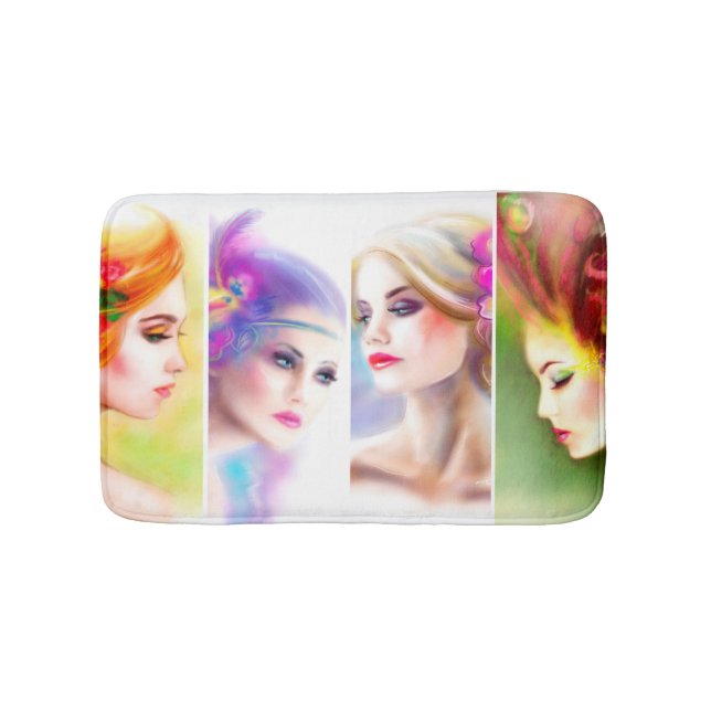 Vackert Woman ansikte collage Badrumsmatta (Framsidan)