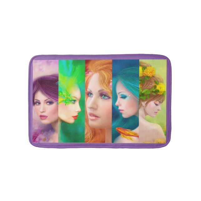 Vackert Woman ansikte collage Badrumsmatta (Framsidan)