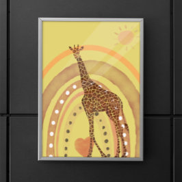 Vackfärgen Giraffe Rainbow Scene Poster