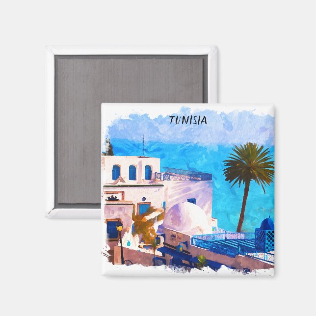 Vackfin Tunisien Panorama-vy Magnet (Front/Back)