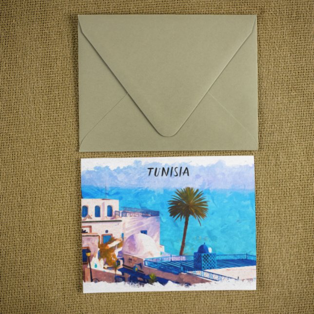 Vackfin Tunisien Panorama-vy Vykort (tunisia africa travel postcard)