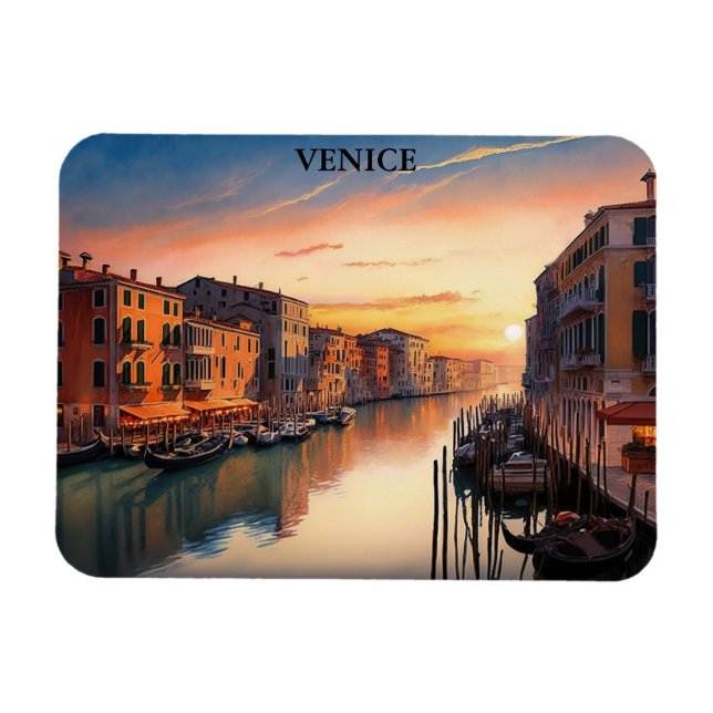 Vackfint Venedig Italien Sunset View Magnet (Horisontell)