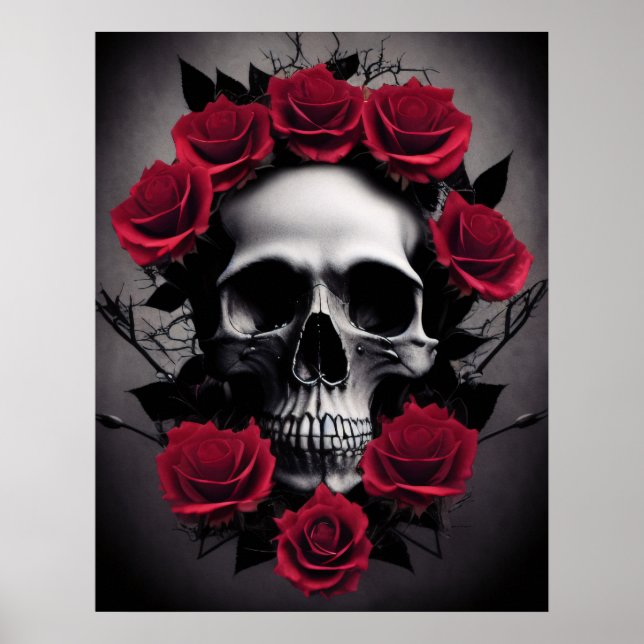 Vackig Mörk och gotiic Ro Skull Sigil Poster (Framsidan)