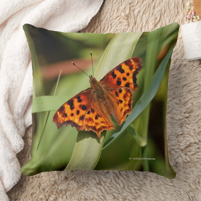 Vackig Orange Satyr Comma Butterfly Kudde (Filt)