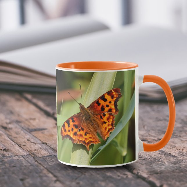 Vackig Orange Satyr Comma Butterfly Mugg (Orange Satyr Comma Butterfly in the Marsh 11 oz Coffee Mug Cover Photo.)