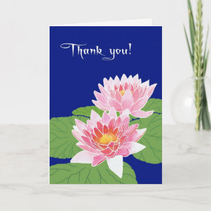 Vackig Rosa Vatten Lilies på Blue Tack Kort