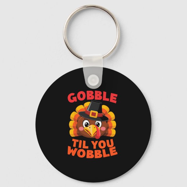 Vackla Thanksgiving Day Gilgrim Kalkon Nyckelring (Framsida)
