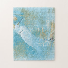 Vackmålad Snowy Egret Coastal Bird Pussel