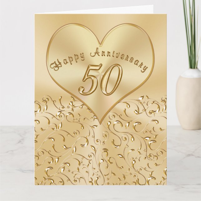 Vackra 50-års bröllopsjubileumskort, 3 storlekar kort (Framsida)