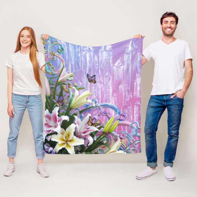 Vackra Abstrakt Blommig Blommor #5 Fleecefilt (På plats)