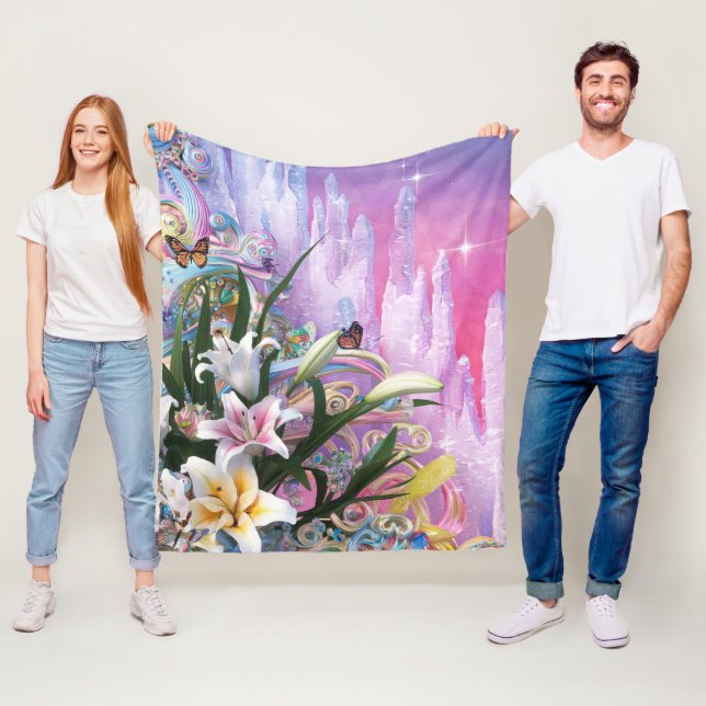 Vackra Abstrakt Blommig Blommor #6 Fleecefilt (På plats)
