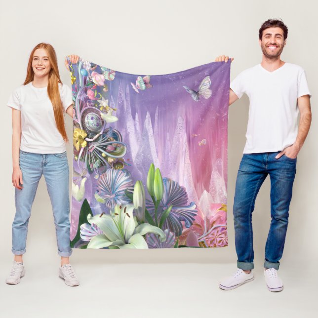 Vackra Abstrakt Blommig Blommor #7 Fleecefilt (På plats)