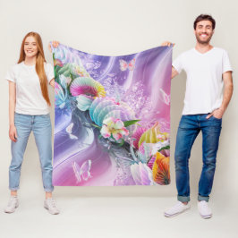 Vackra Abstrakt Blommor Blommor #10 Fleecefilt