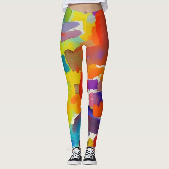 Vackra abstrakta designlagar leggings (Framsida)