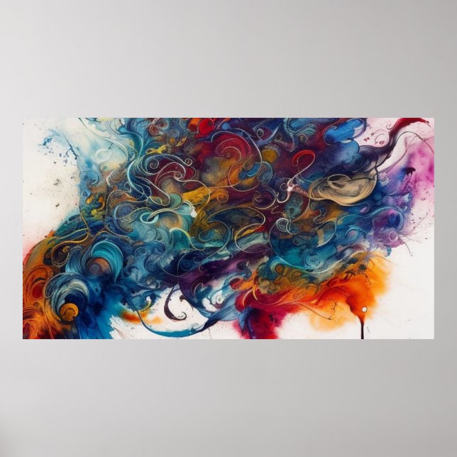 Vackra Abstrakten färg Wave of färg Poster (Framsidan)