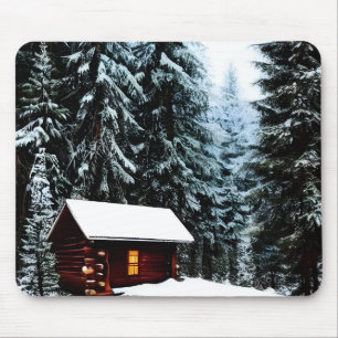 Vackra Abstrakten Lilla vinter Cabin Musmatta