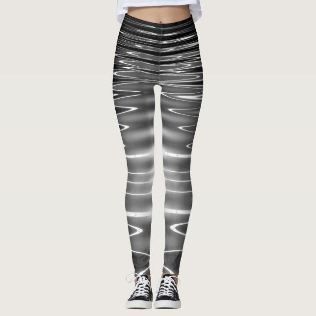 Vackra Abstrakter Vågigt Vatten-reflektioner Leggings (Framsida)