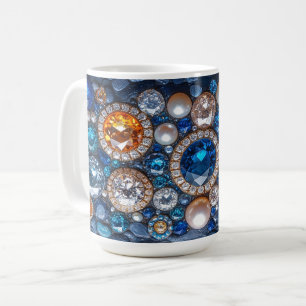 Vackra ädelstenar Diamanter Safirer Pärlor Kaffemugg