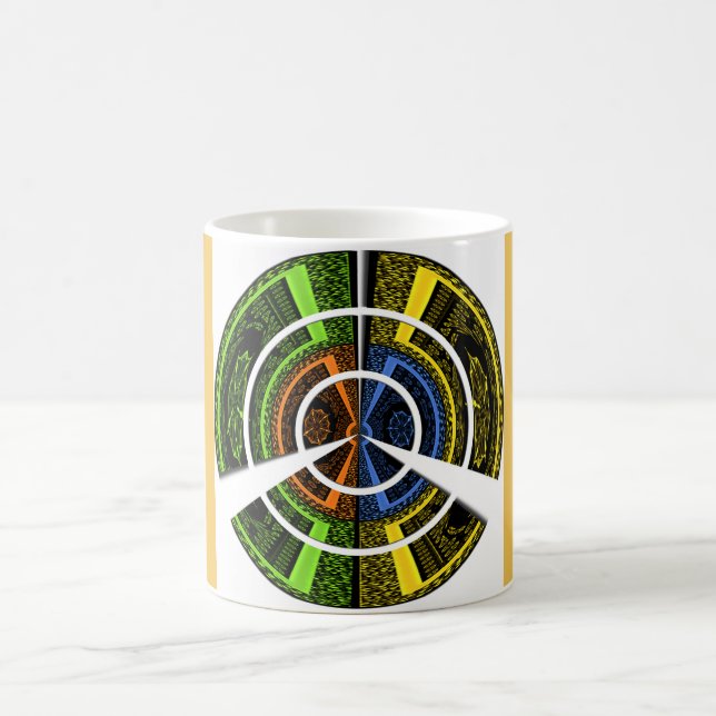 Vackra afrikanska färgstarka cirkulära illustratio kaffemugg (Center)