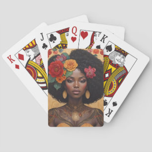 Vackra afrikanska kvinnor med blommor casinokort
