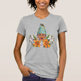 Vackra afrikanska kvinnor med blommor t shirt