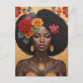 Vackra afrikanska kvinnor med blommor vykort