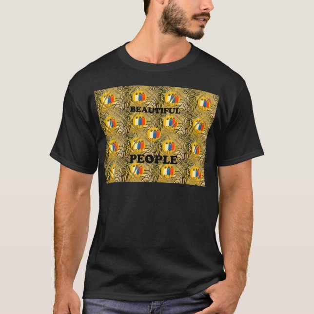 Vackra Afrikas traditionella Motif Färg T-shirt (Framsida)