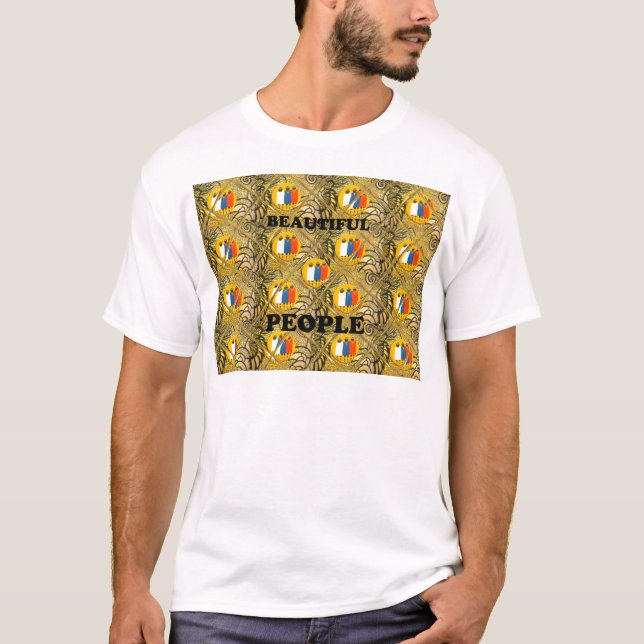 Vackra Afrikas traditionella Motif Färg Tee Shirt (Framsida)