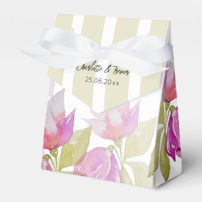 Vackra akvarell rosa blommor handmålade presentaskar (Framsidan Sidan)
