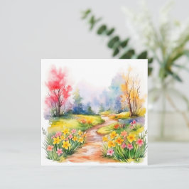 Vackra akvarell vårblommor anteckningskort