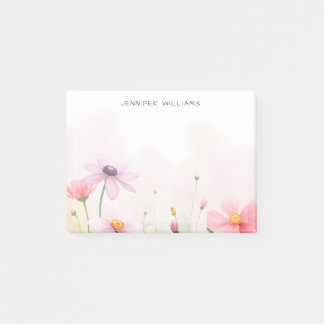 Vackra akvarell vilda blommor äng post-it block