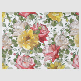 Vackra akvarellbläck röda gula rosor