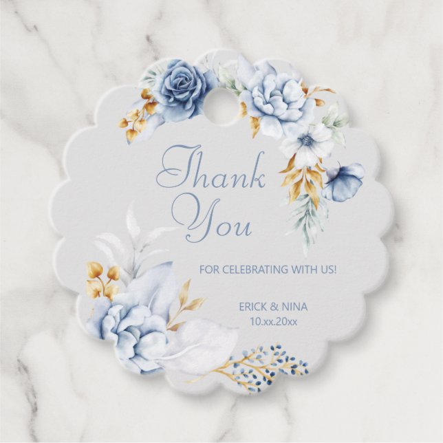 Vackra akvarellblomma tack gåvor etiketter (Framsida)