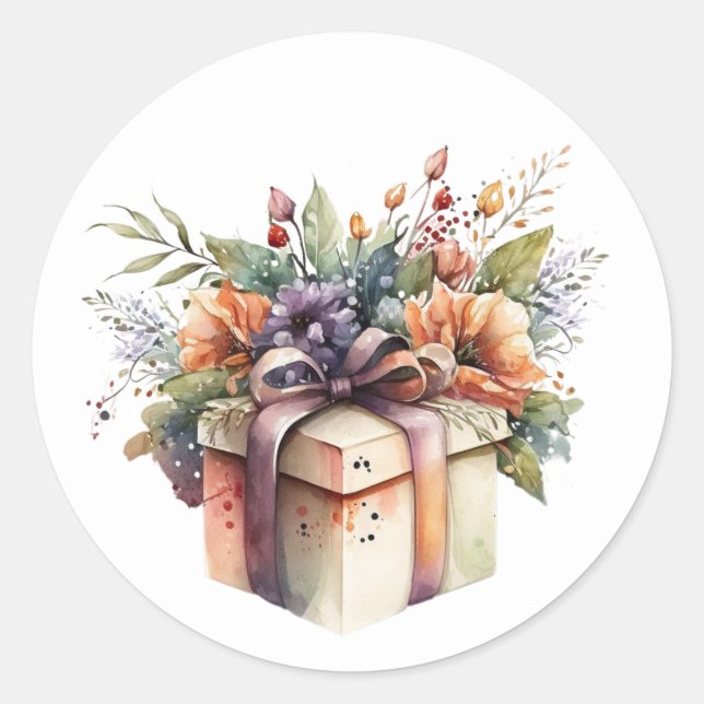 Vackra akvarelldekaler runt klistermärke (Framsida)