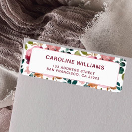 Vackra akvarellfärgade blommor returadress etikett