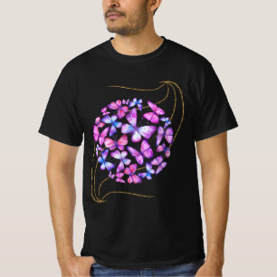 Vackra akvarellfjärilar med guldglitter t shirt