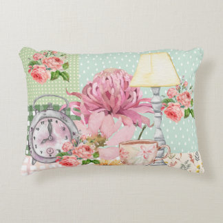 Vackra akvarellillustrationer som blommor Rosa Prydnadskudde