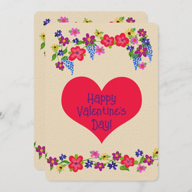 Vackra Alla hjärtans dag Hearts and Flowers (Fram/baksida)