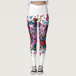 Vackra Alla hjärtans speciella Hearts Leggings. Leggings
