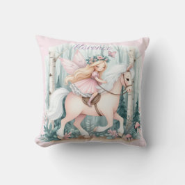 Vackra älvsflicka som rider i en förtrollad skog kudde