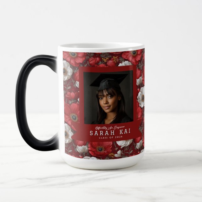 Vackra Anemoner Blommig Grattis Examen Magisk Mugg (Vänster)