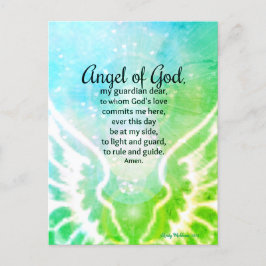 Vackra ängeln av Gud Prayer Bright Grönt Blue Vykort