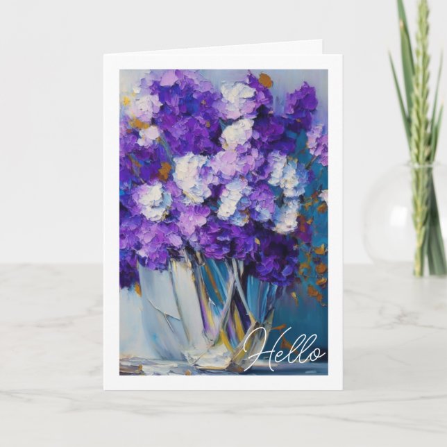 Vackra antika lila blommor | Hej Kort (Framsida)